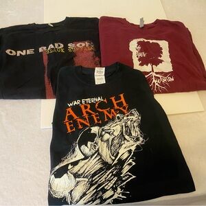 3 Metal/Rock Band Cotton Tee’s Arch Enemy, One Bad Son, Cevilain Sz M
